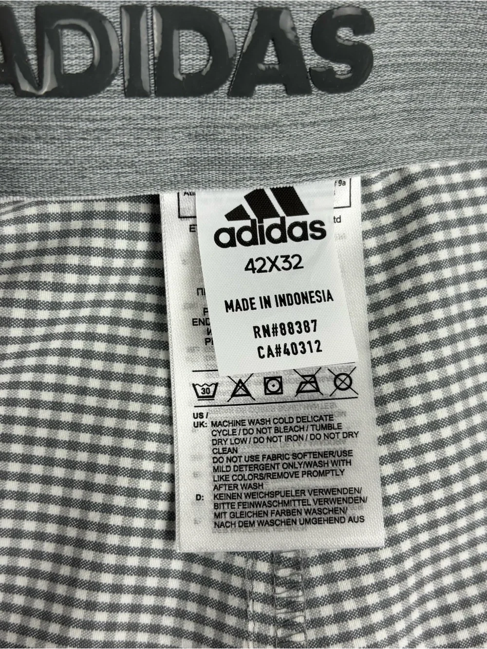 Adidas Pants Mens 42X32 Gray Gingham Ultimate 365 Taper Golf Pant NWT